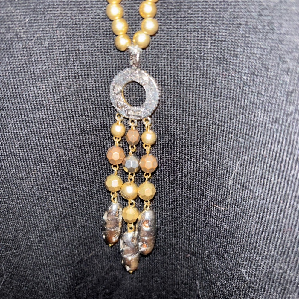 BOHO Gold & Brown Beaded Necklace